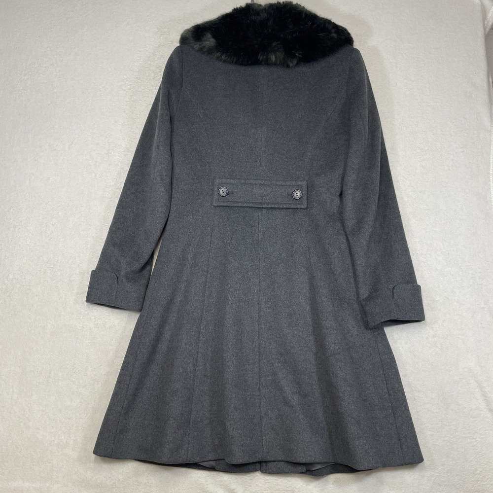 Lauren Ralph Lauren Gray Wool Blend Faux Fur Collar Coat Size 6 Penny Lane Coat - Picture 7 of 12